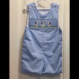 Toddler boy smocked shortall size 3T